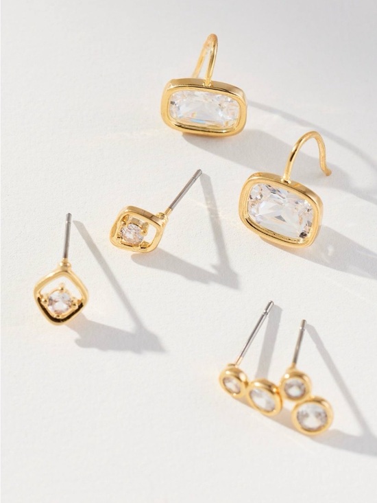 Anthropologie Jewelry - Anthropologie Crystal Earring Trio Set